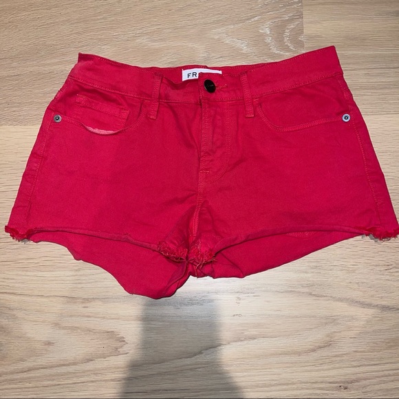 Frame Le Cutoff Shorts Vintage Red 25 - Picture 9 of 13